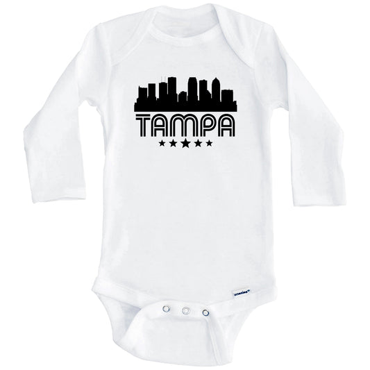 Tampa Florida Skyline Retro Style Baby Onesie (Long Sleeves)