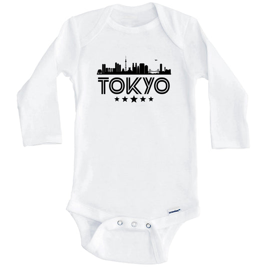 Tokyo Japan Skyline Retro Style Baby Onesie (Long Sleeves)