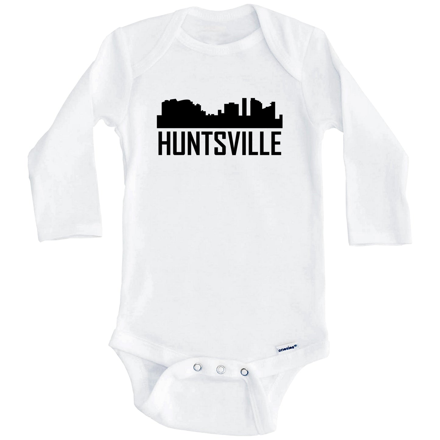 Huntsville Alabama Skyline Silhouette Baby Onesie (Long Sleeves)