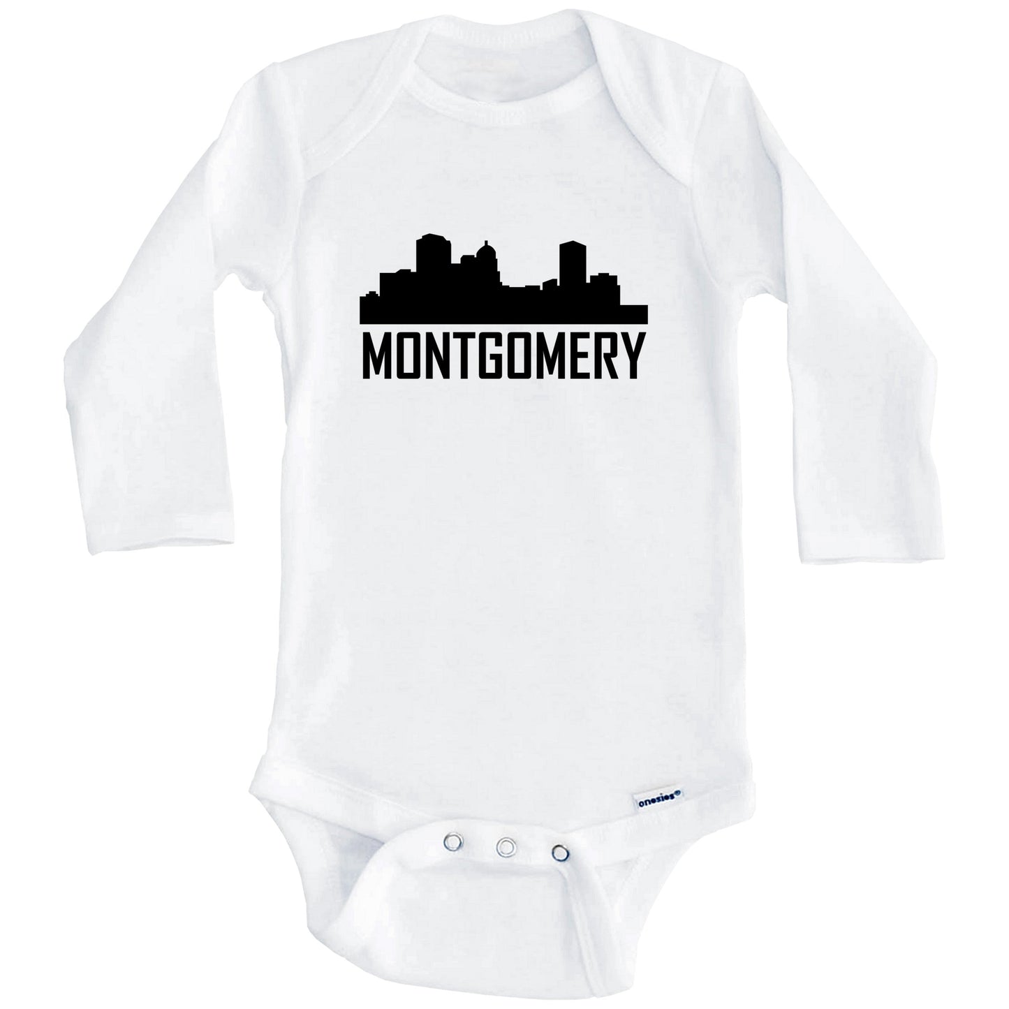 Montgomery Alabama Skyline Silhouette Baby Onesie (Long Sleeves)