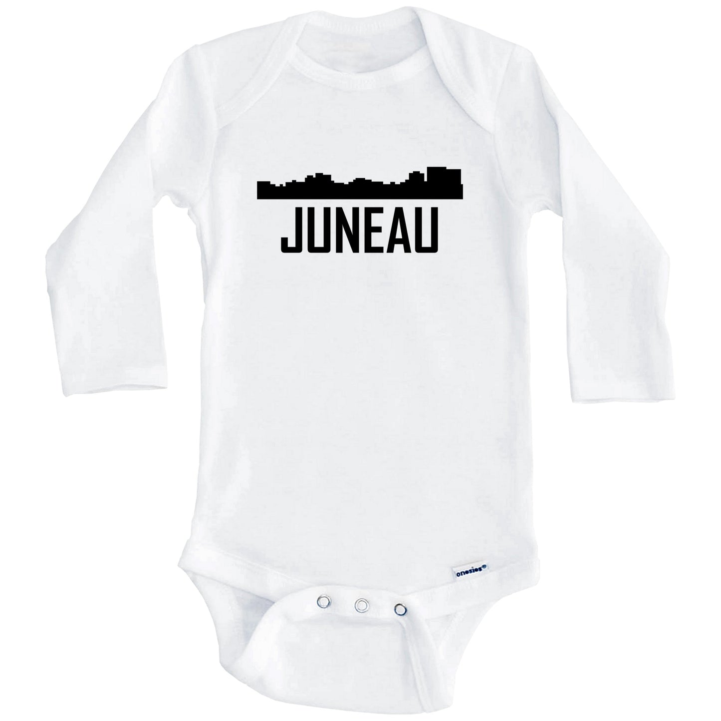 Juneau Alaska Skyline Silhouette Baby Onesie (Long Sleeves)