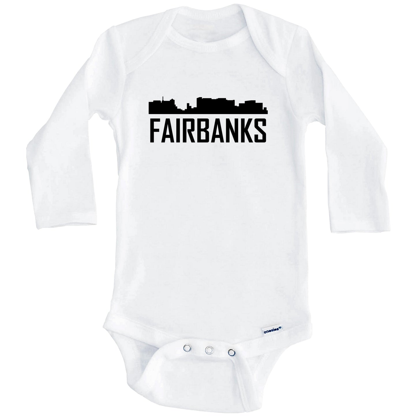 Fairbanks Alaska Skyline Silhouette Baby Onesie (Long Sleeves)