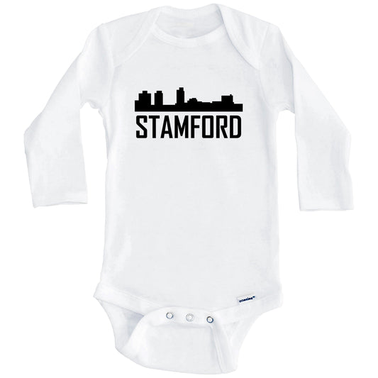Stamford Connecticut Skyline Silhouette Baby Onesie (Long Sleeves)