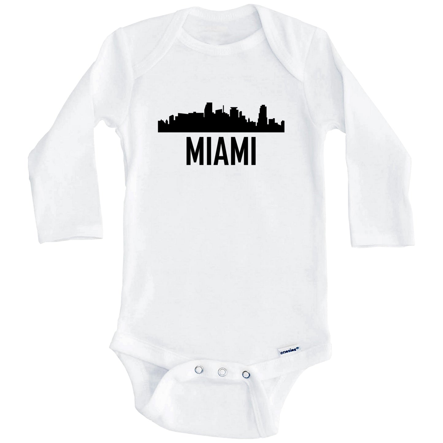 Miami Florida Skyline Silhouette Baby Onesie (Long Sleeves)