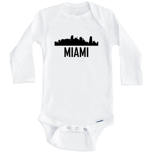 Miami Florida Skyline Silhouette Baby Onesie (Long Sleeves)