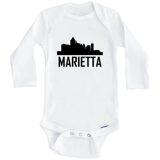 Marietta Georgia Skyline Silhouette Baby Onesie (Long Sleeves)