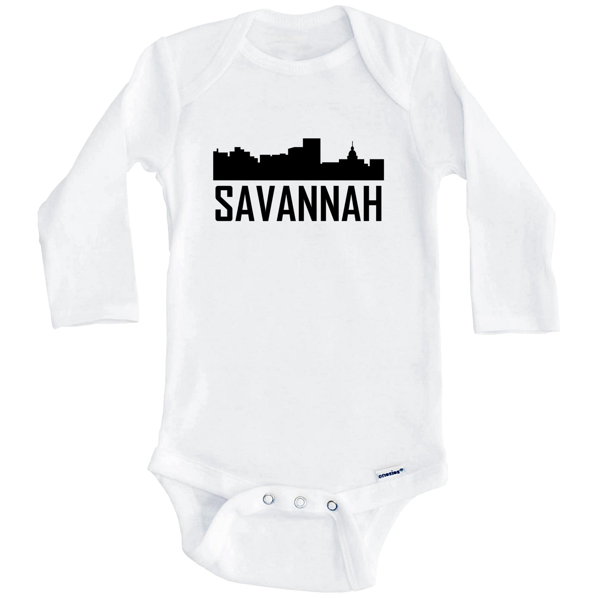 Savannah Georgia Skyline Silhouette Baby Onesie (Long Sleeves)