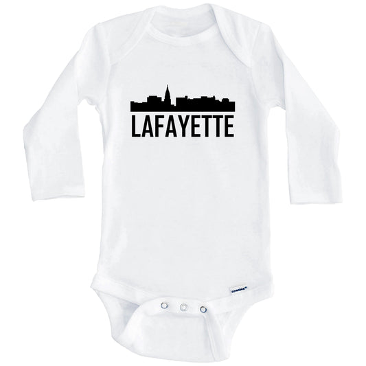 Lafayette Indiana Skyline Silhouette Baby Onesie (Long Sleeves)