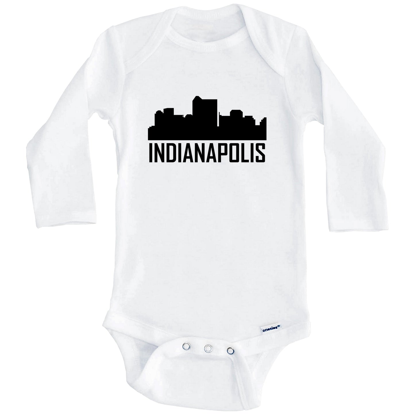Indianapolis Indiana Skyline Silhouette Baby Onesie (Long Sleeves)