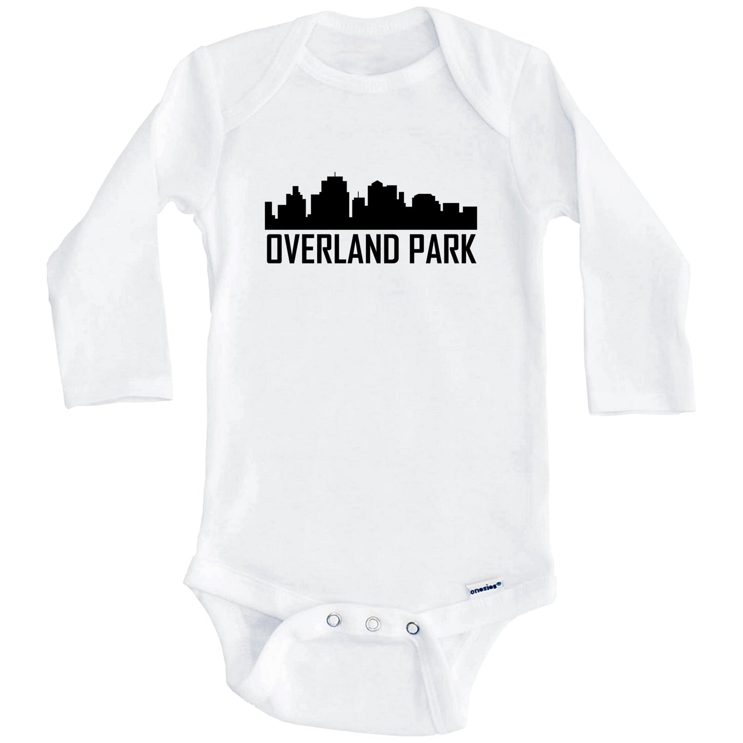 Overland Park Kansas Skyline Silhouette Baby Onesie (Long Sleeves)