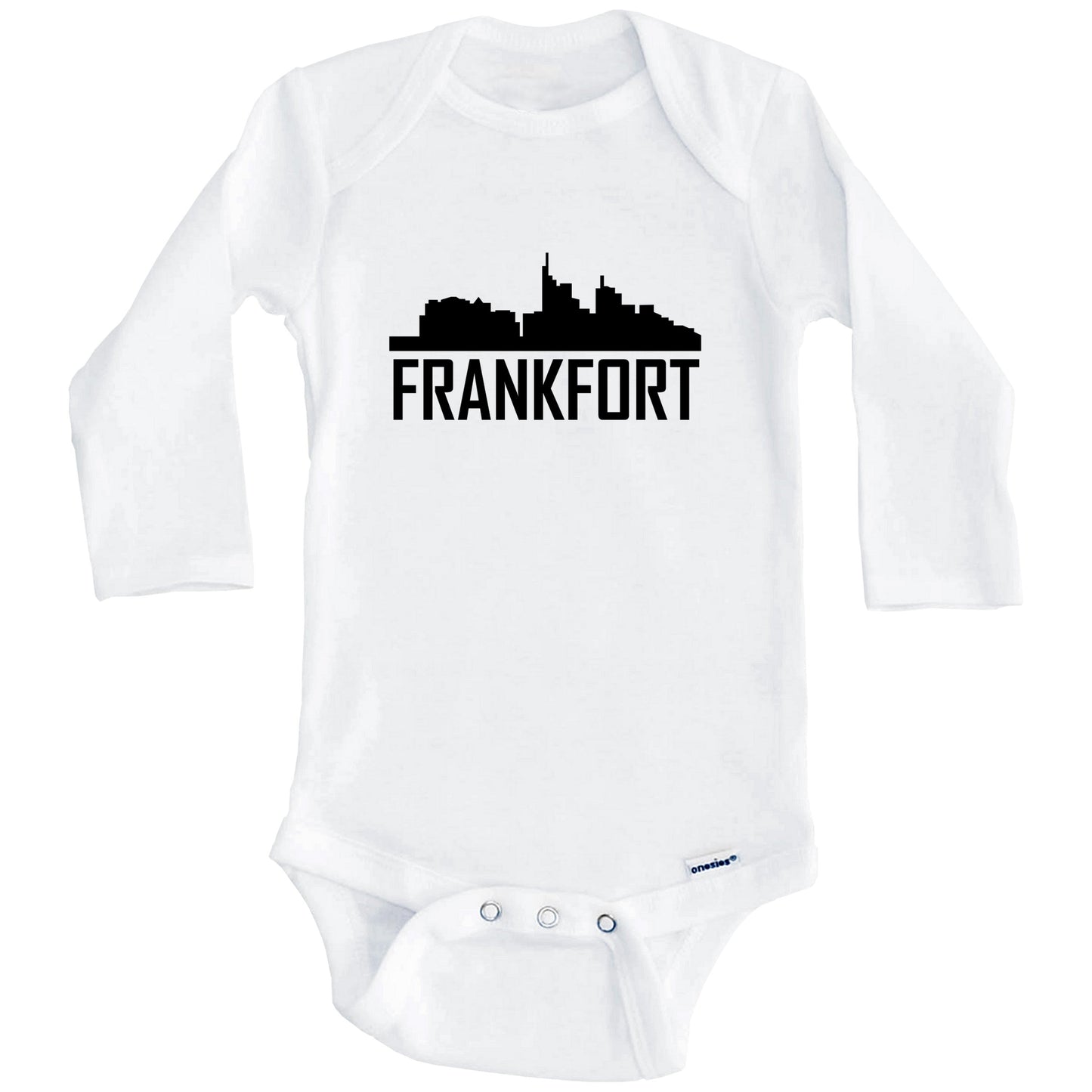 Frankfort Kentucky Skyline Silhouette Baby Onesie (Long Sleeves)