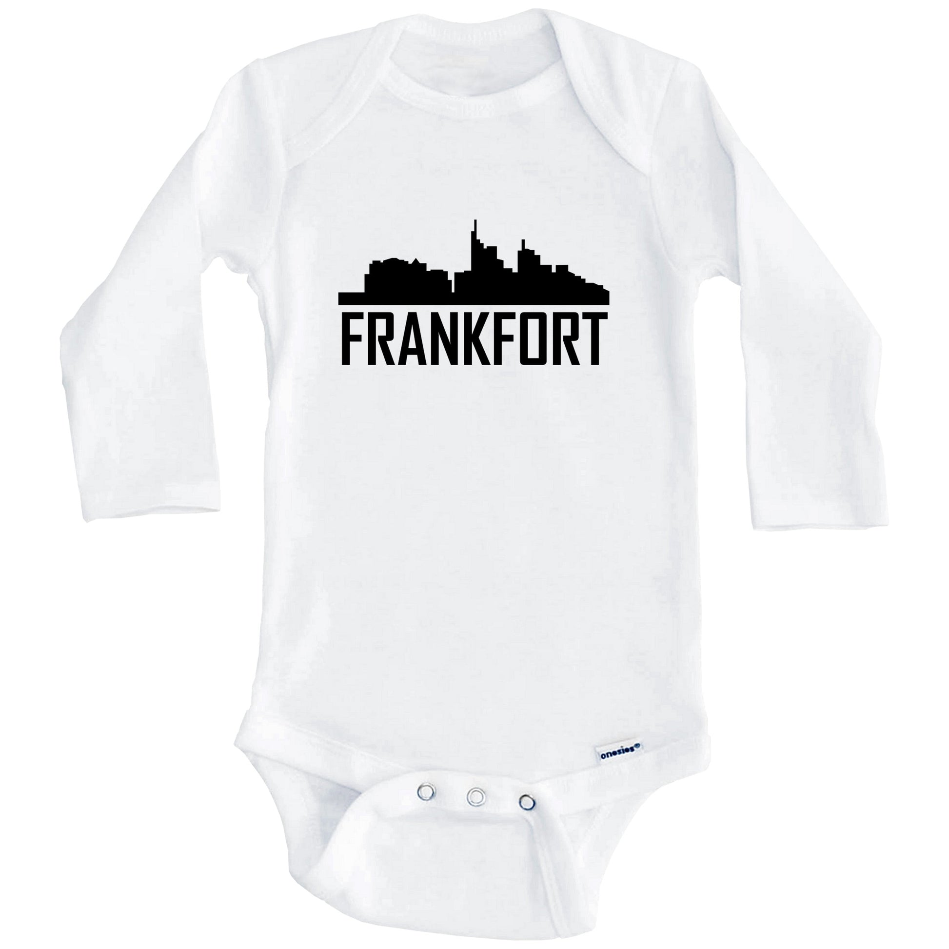 Frankfort Kentucky Skyline Silhouette Baby Onesie (Long Sleeves)