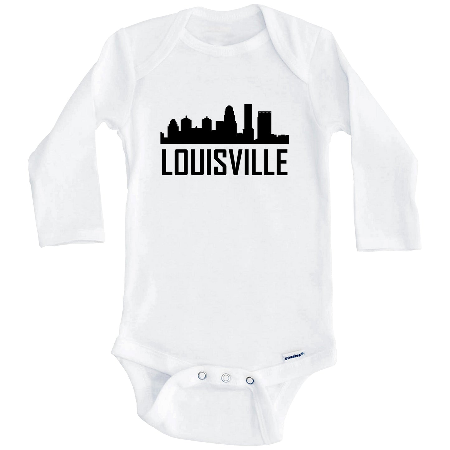 Louisville Kentucky Skyline Silhouette Baby Onesie (Long Sleeves)