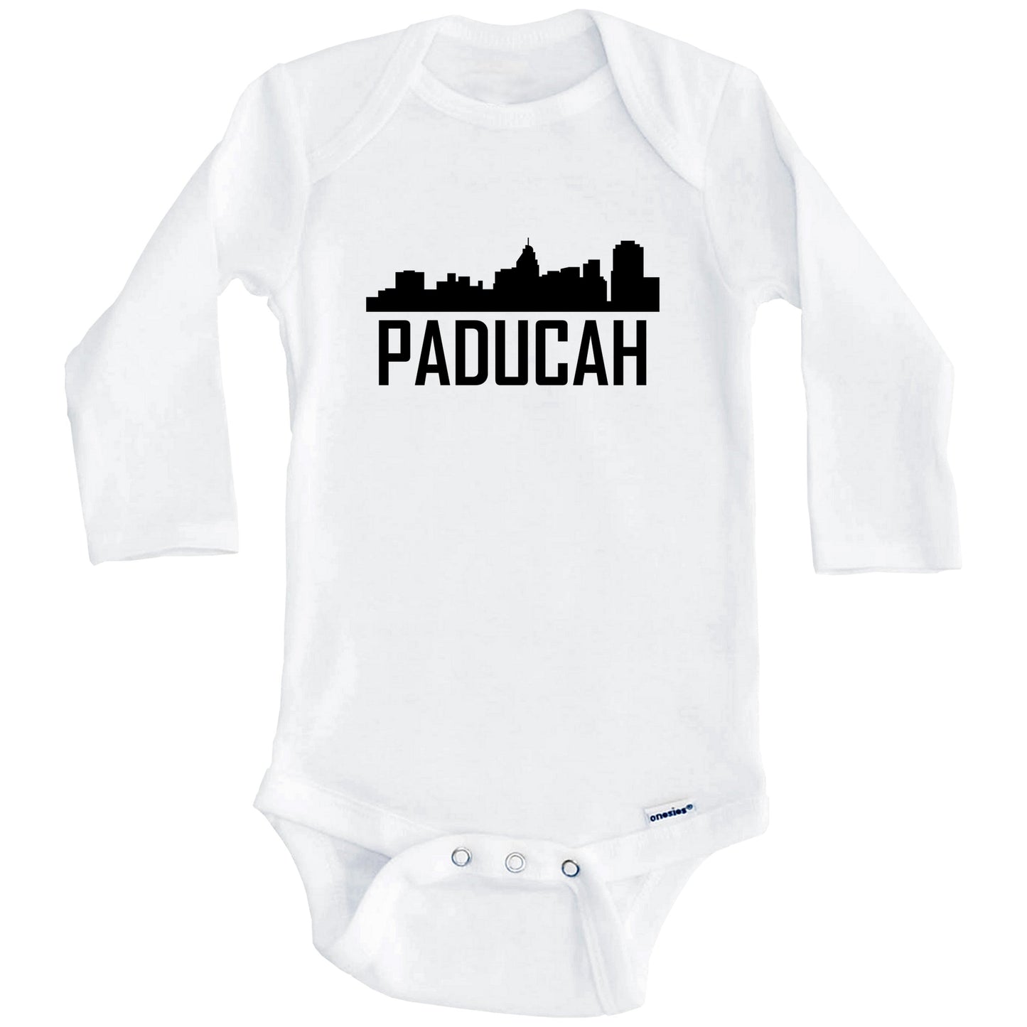 Paducah Kentucky Skyline Silhouette Baby Onesie (Long Sleeves)