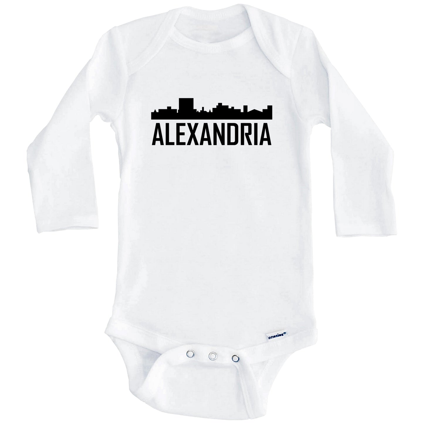 Alexandria Louisiana Skyline Silhouette Baby Onesie (Long Sleeves)
