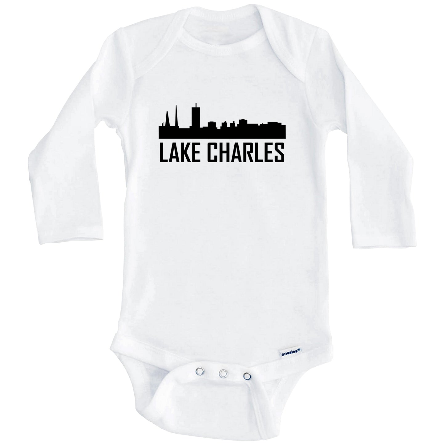 Lake Charles Louisiana Skyline Silhouette Baby Onesie (Long Sleeves)
