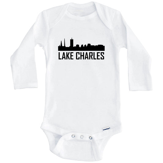 Lake Charles Louisiana Skyline Silhouette Baby Onesie (Long Sleeves)