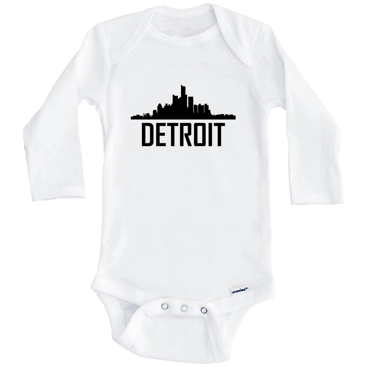 Detroit Michigan Skyline Silhouette Baby Onesie (Long Sleeves)