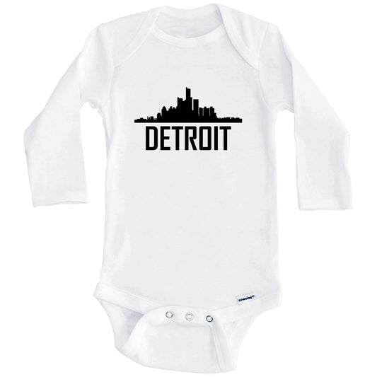 Detroit Michigan Skyline Silhouette Baby Onesie (Long Sleeves)