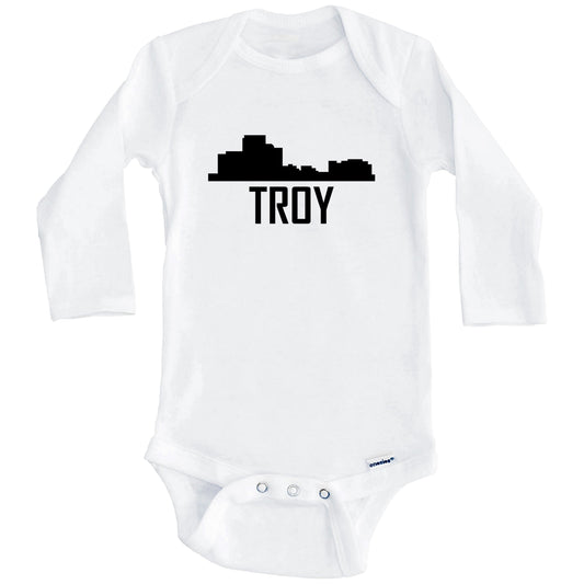 Troy Michigan Skyline Silhouette Baby Onesie (Long Sleeves)