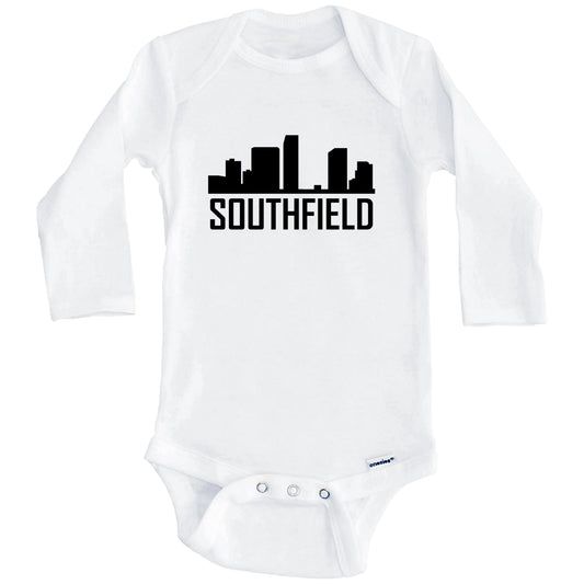 Southfield Michigan Skyline Silhouette Baby Onesie (Long Sleeves)