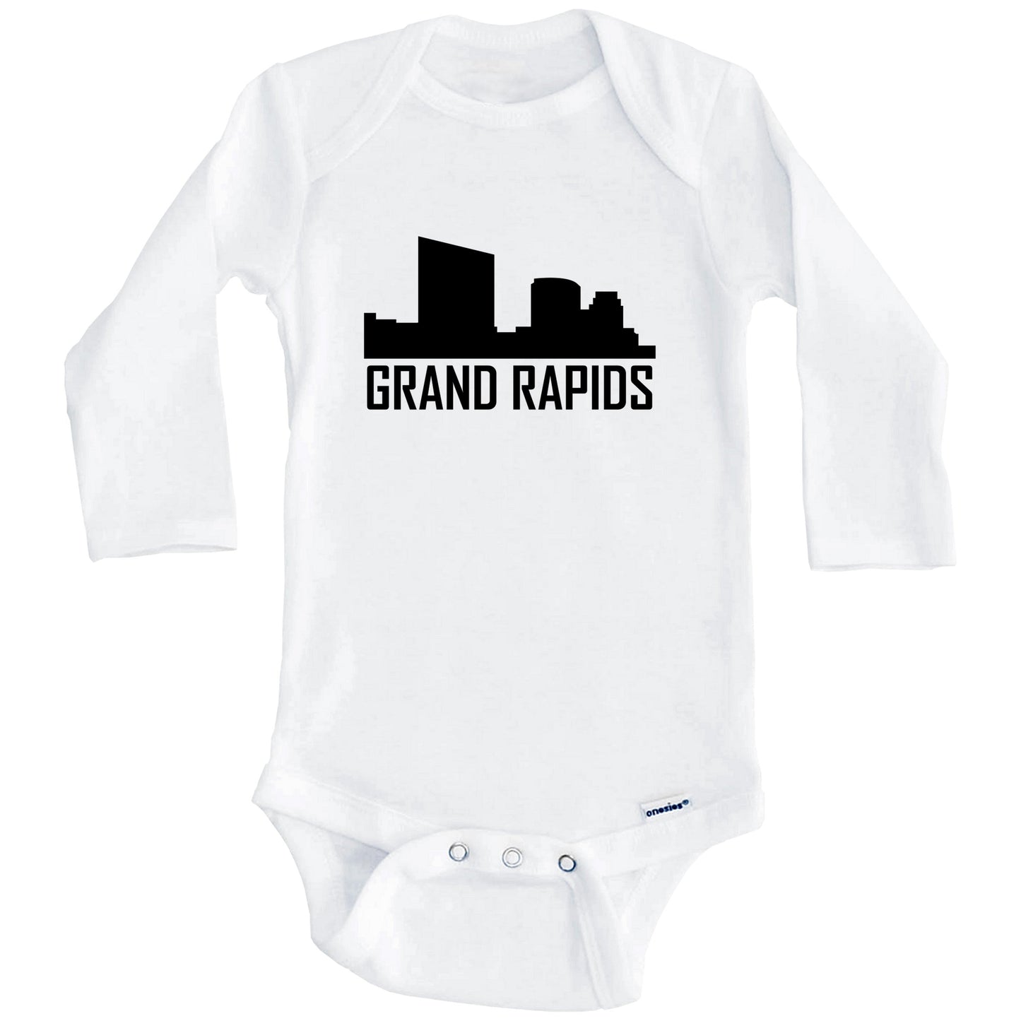 Grand Rapids Michigan Skyline Silhouette Baby Onesie (Long Sleeves)