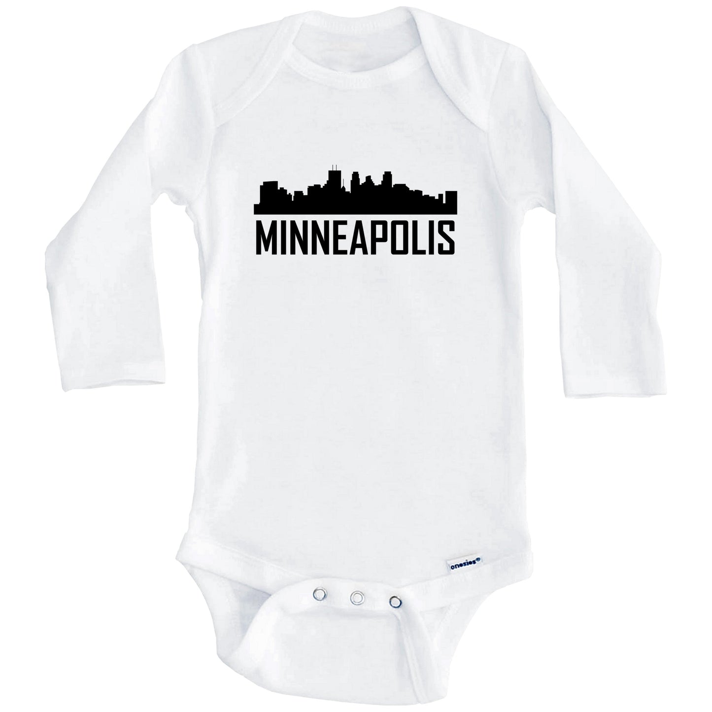 Minneapolis Minnesota Skyline Silhouette Baby Onesie (Long Sleeves)