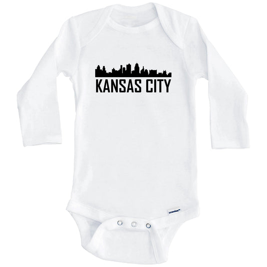 Kansas City Missouri Skyline Silhouette Baby Onesie (Long Sleeves)