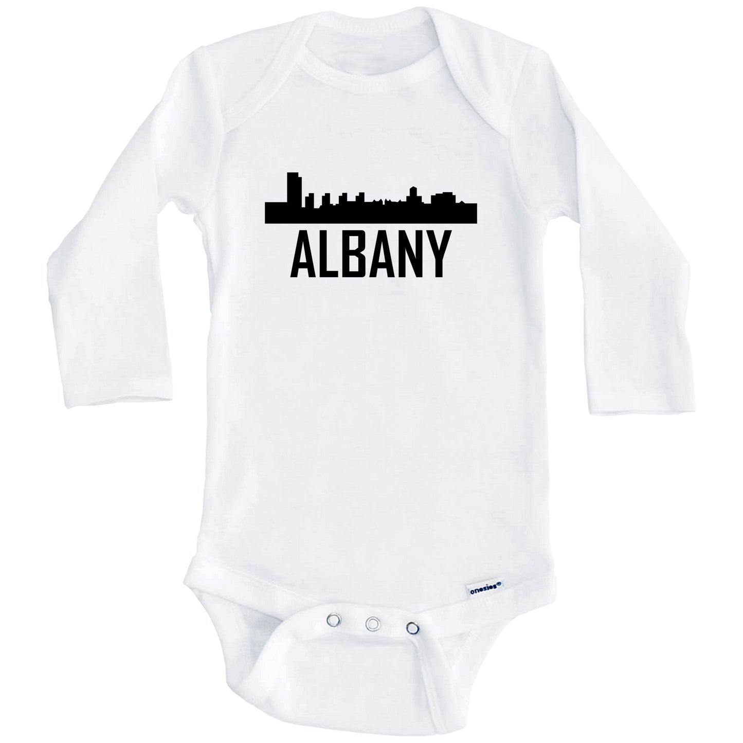 Albany New York Skyline Silhouette Baby Onesie (Long Sleeves)