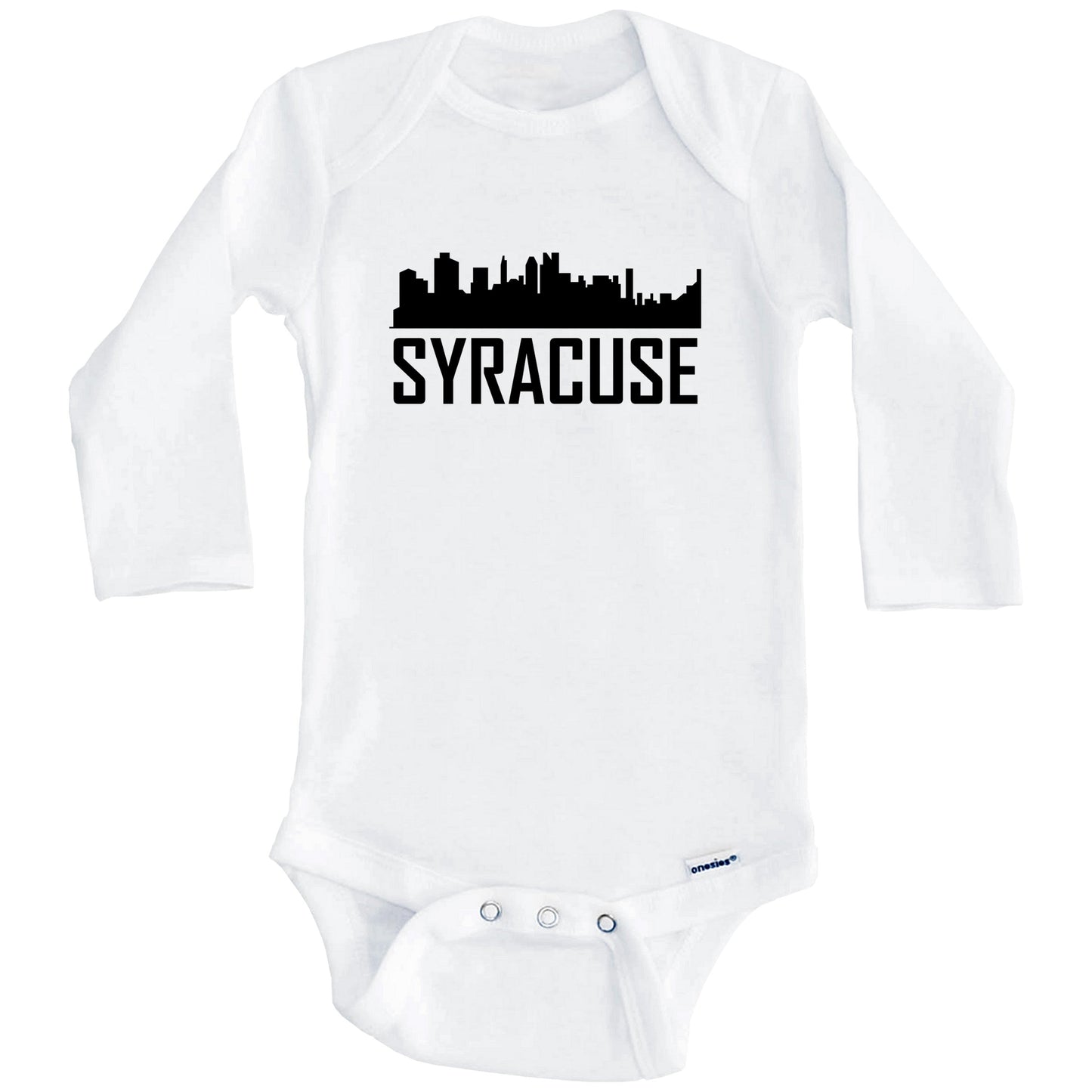 Syracuse New York Skyline Silhouette Baby Onesie (Long Sleeves)