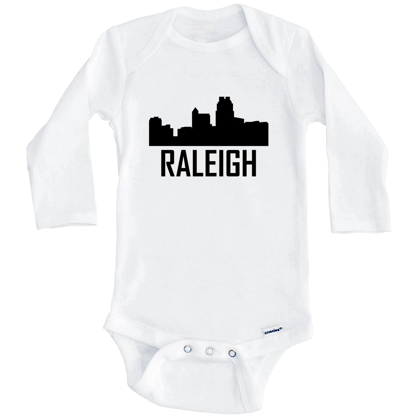 Raleigh North Carolina Skyline Silhouette Baby Onesie (Long Sleeves)