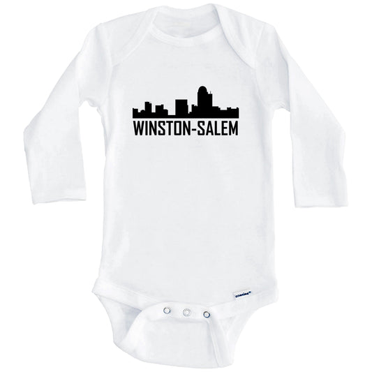 Winston-Salem North Carolina Skyline Silhouette Baby Onesie (Long Sleeves)