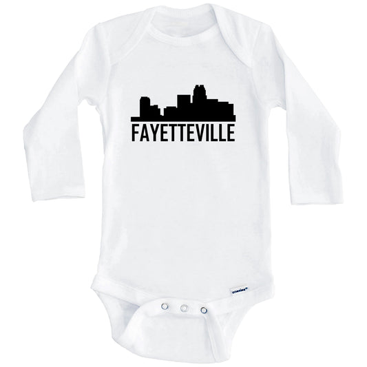 Fayetteville North Carolina Skyline Silhouette Baby Onesie (Long Sleeves)