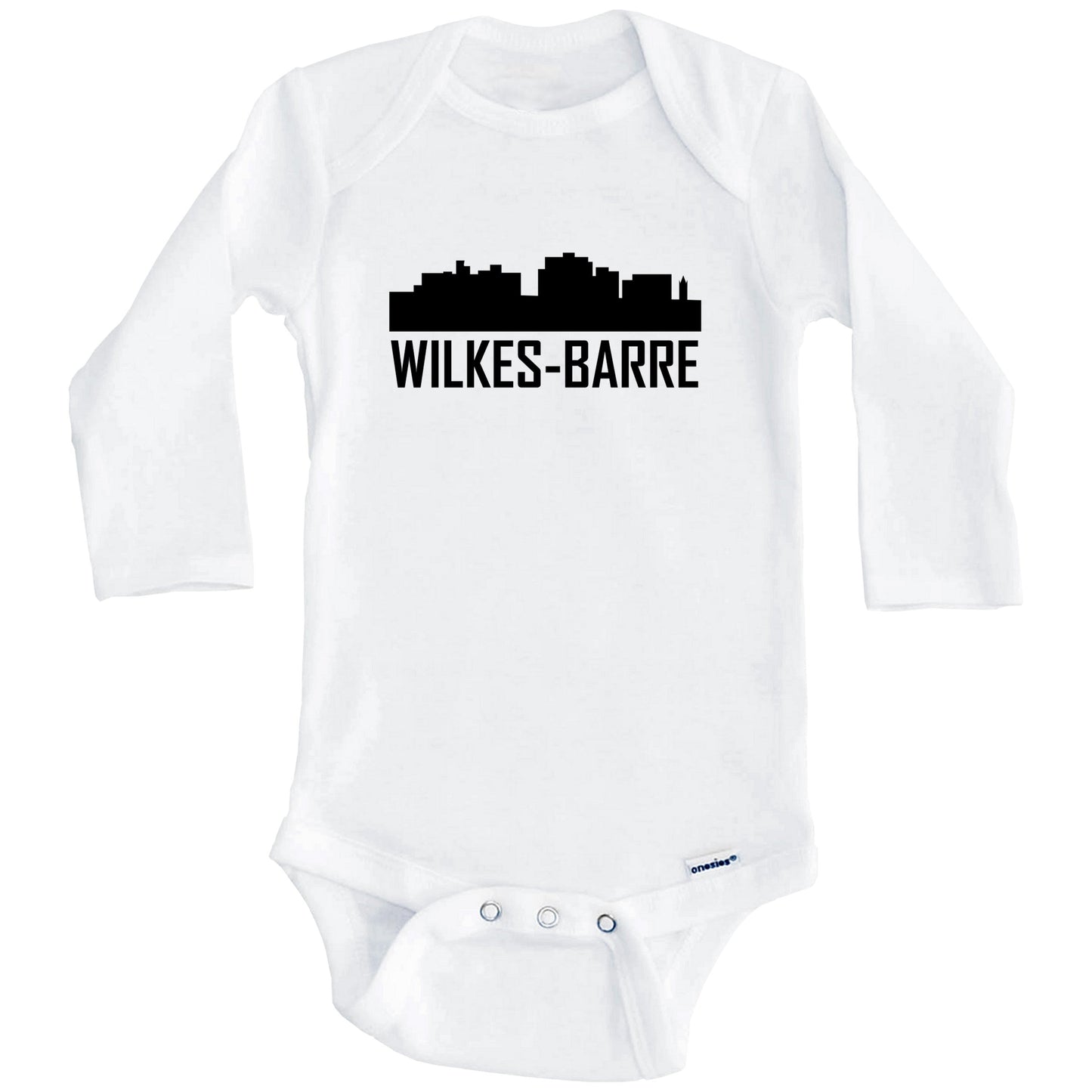 Wilkes-Barre Pennsylvania Skyline Silhouette Baby Onesie (Long Sleeves)
