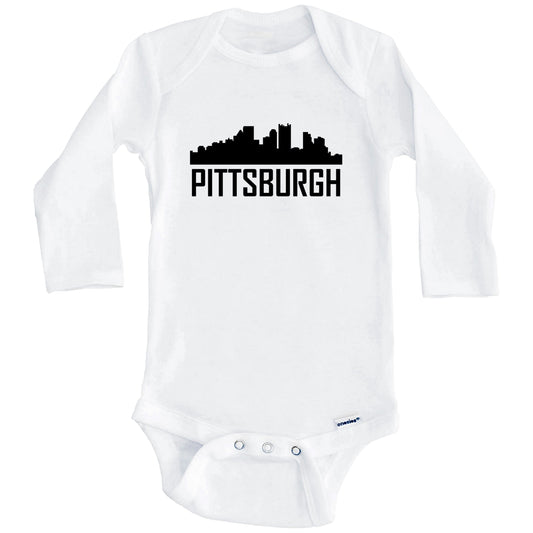 Pittsburgh Pennsylvania Skyline Silhouette Baby Onesie (Long Sleeves)