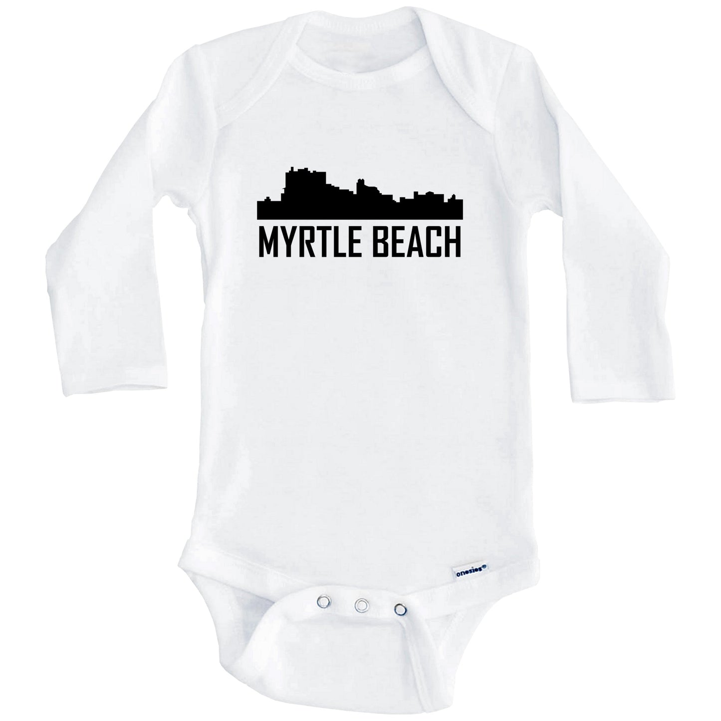 Myrtle Beach South Carolina Skyline Silhouette Baby Onesie (Long Sleeves)