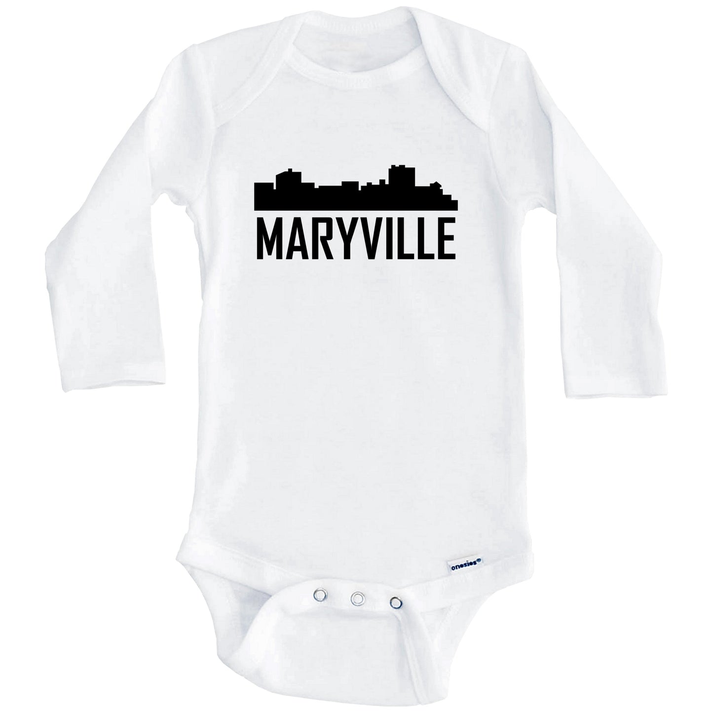 Maryville Tennessee Skyline Silhouette Baby Onesie (Long Sleeves)