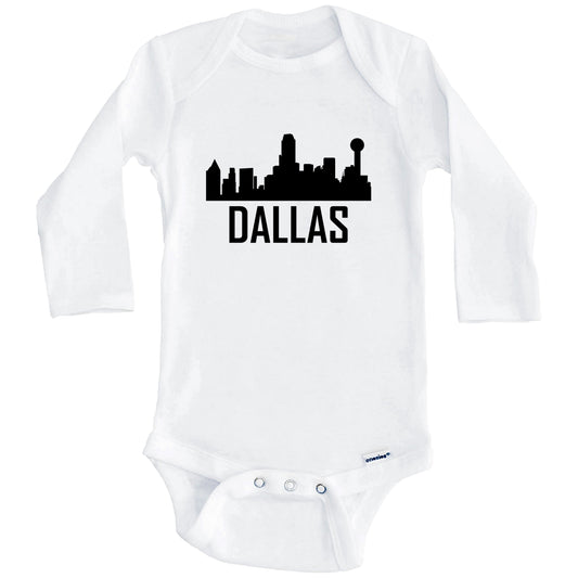 Dallas Texas Skyline Silhouette Baby Onesie (Long Sleeves)