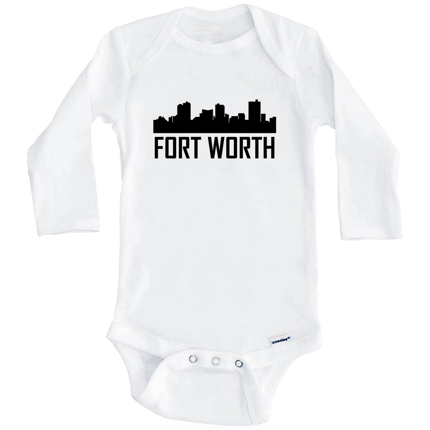 Fort Worth Texas Skyline Silhouette Baby Onesie (Long Sleeves)