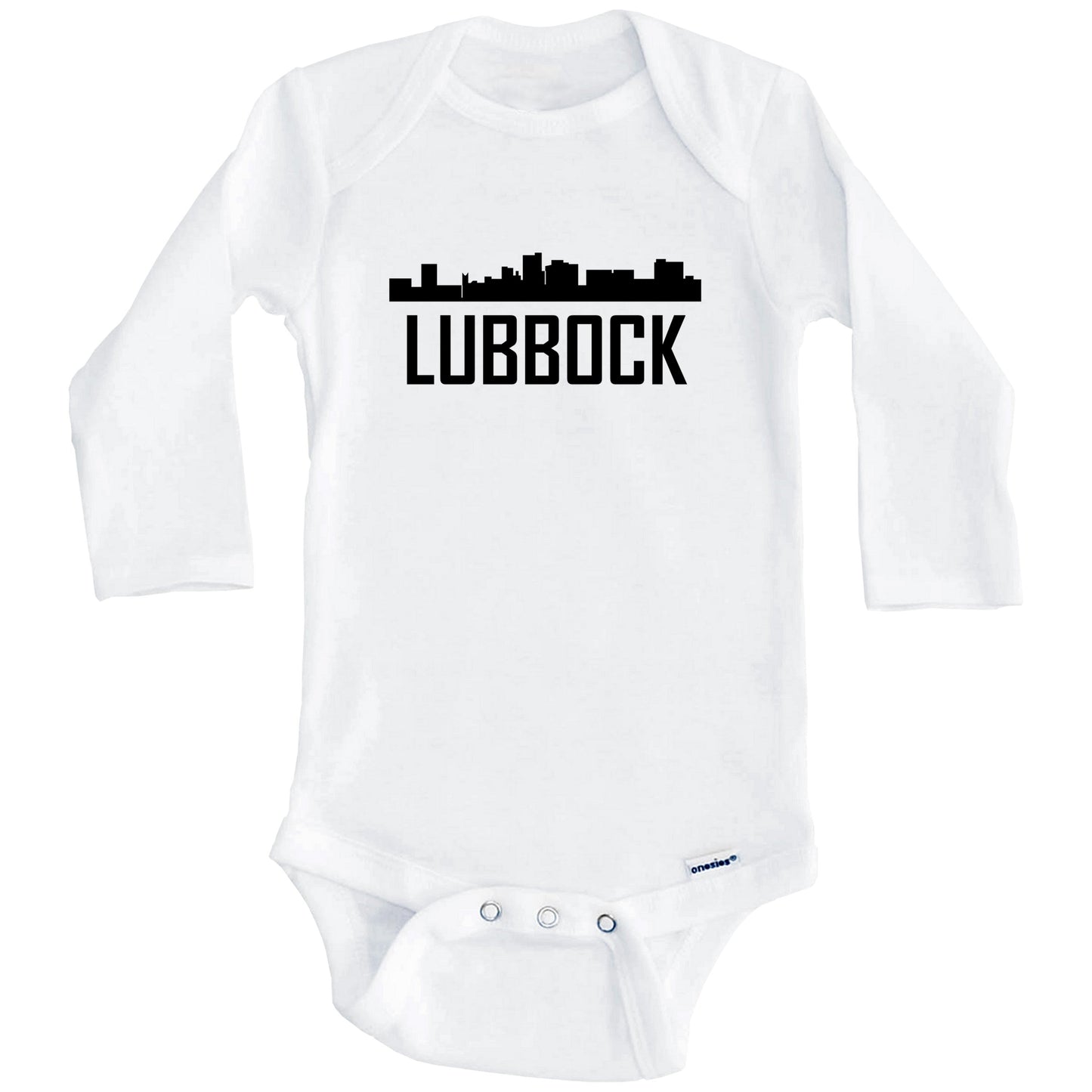 Lubbock Texas Skyline Silhouette Baby Onesie (Long Sleeves)