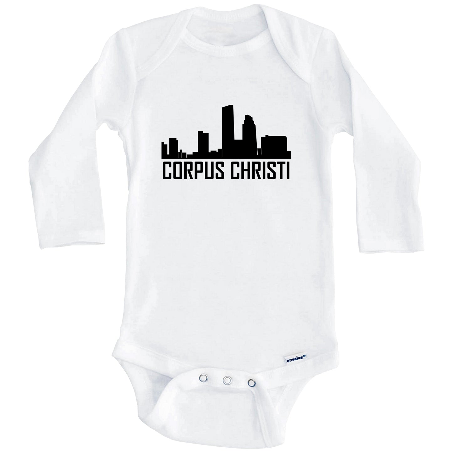 Corpus Christi Texas Skyline Silhouette Baby Onesie (Long Sleeves)