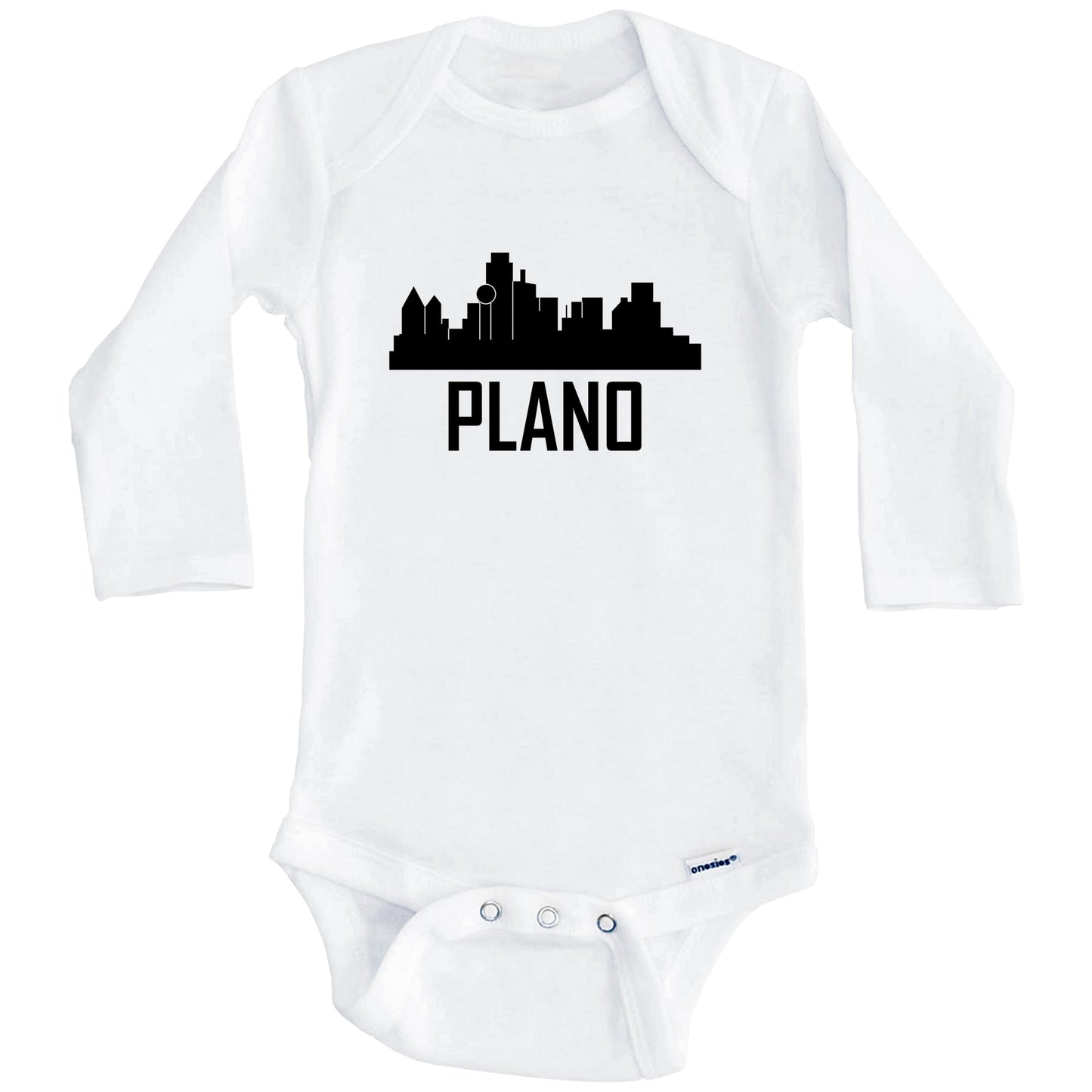 Plano Texas Skyline Silhouette Baby Onesie (Long Sleeves)