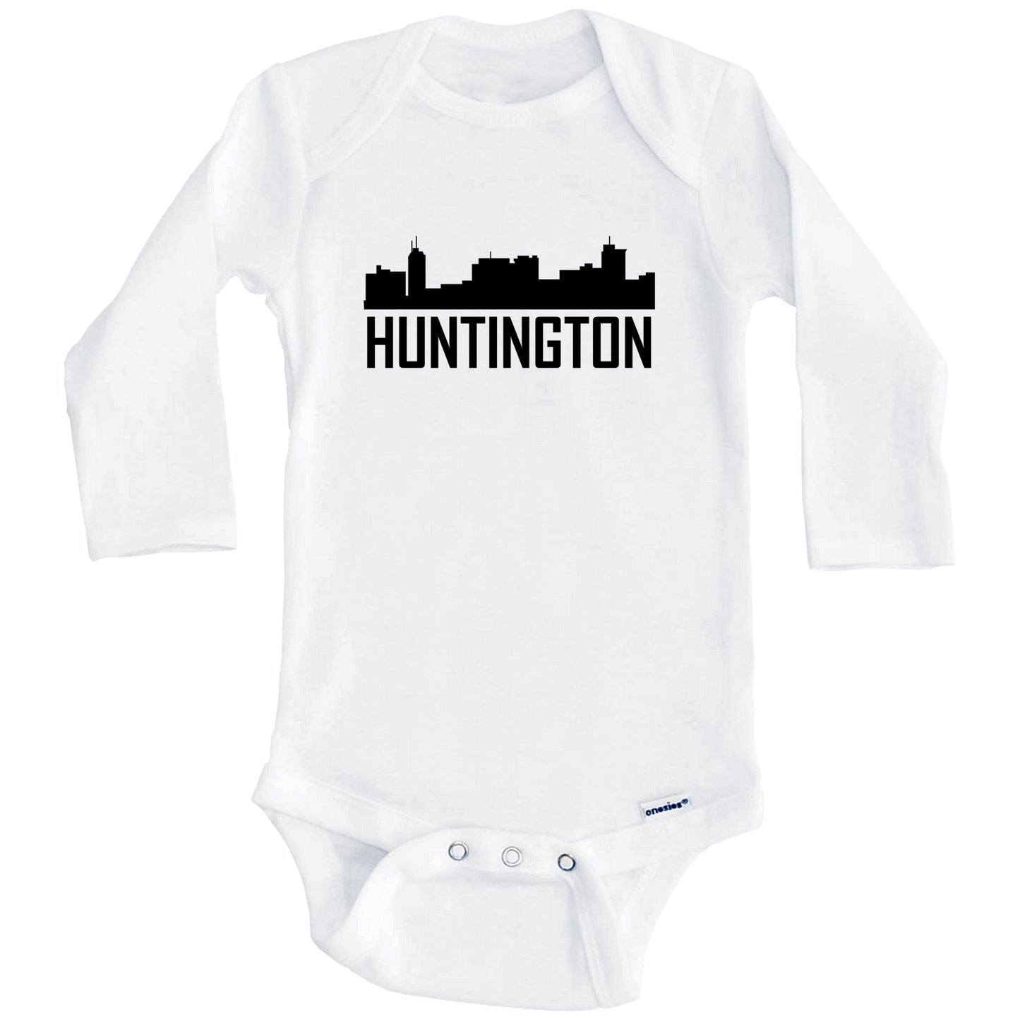 Huntington West Virginia Skyline Silhouette Baby Onesie (Long Sleeves)
