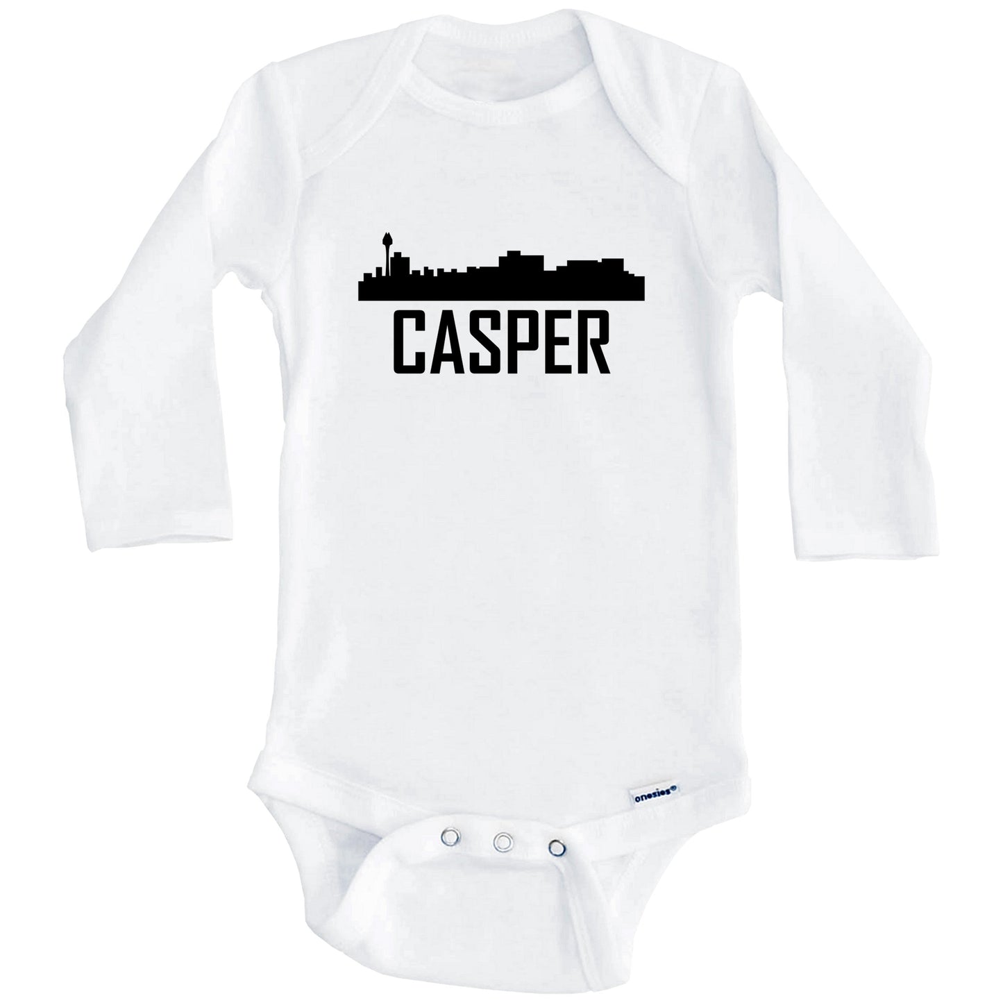 Casper Wyoming Skyline Silhouette Baby Onesie (Long Sleeves)