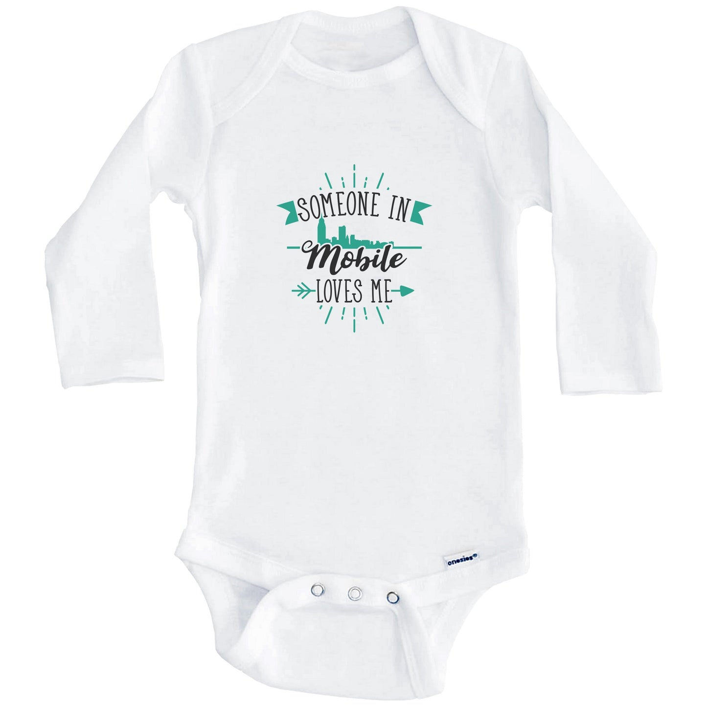 Someone In Mobile Loves Me Mobile AL Skyline Baby Onesie (Long Sleeves)