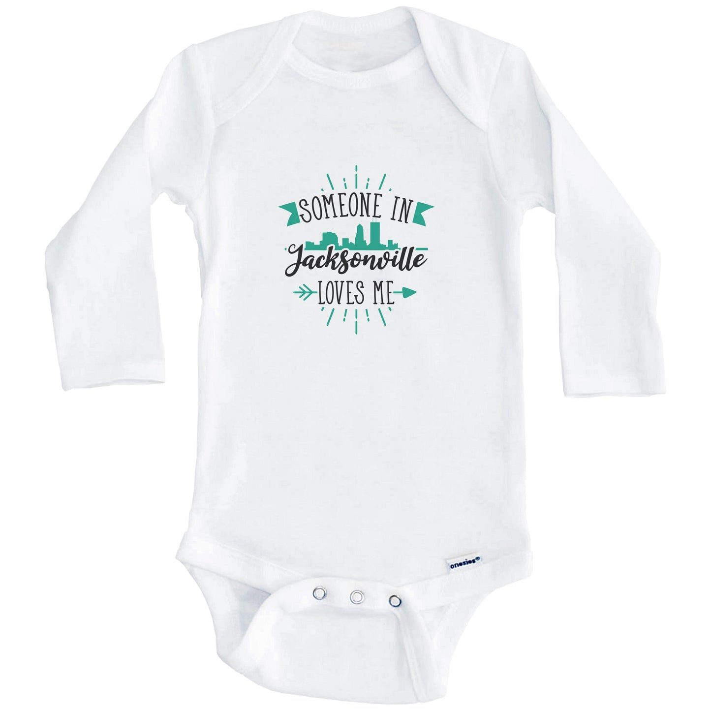 Someone In Jacksonville Loves Me Jacksonville FL Skyline Baby Onesie (Long Sleeves)