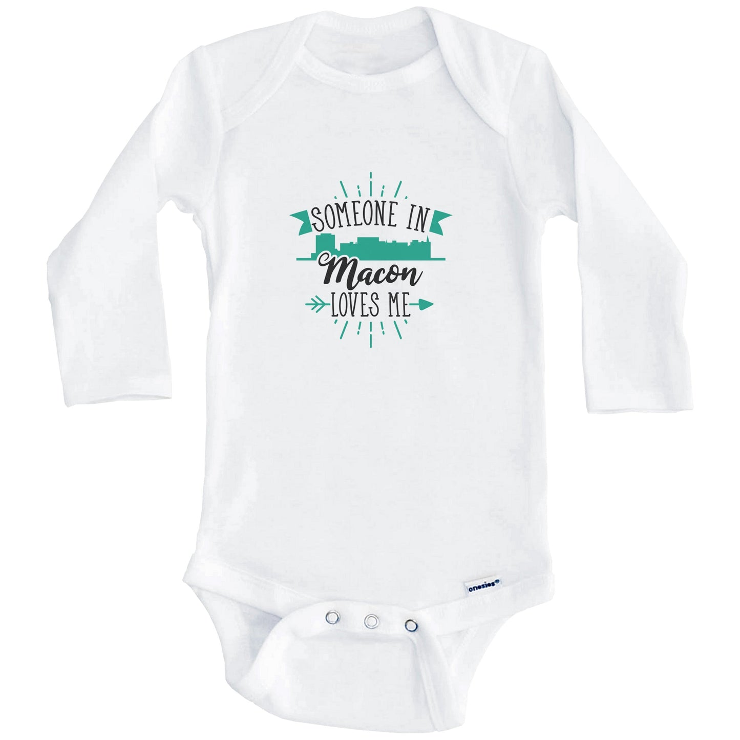 Someone In Macon Loves Me Macon GA Skyline Baby Onesie (Long Sleeves)