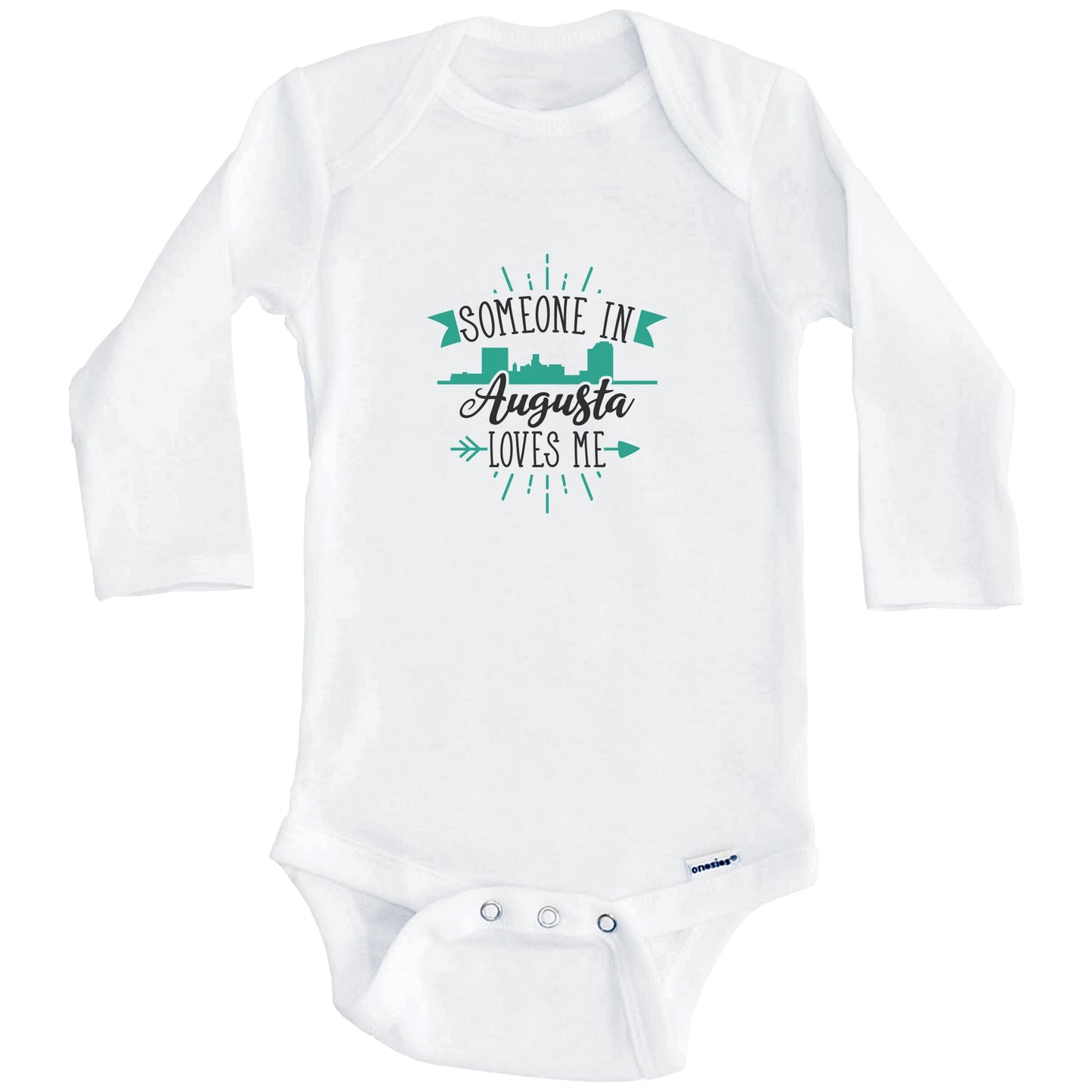 Someone In Augusta Loves Me Augusta GA Skyline Baby Onesie (Long Sleeves)