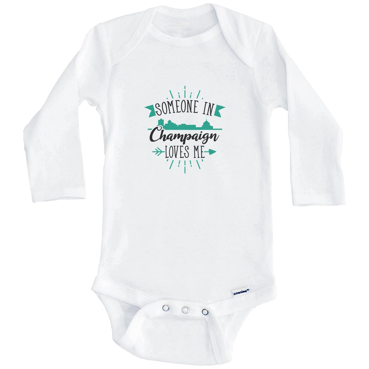 Someone In Champaign Loves Me Champaign IL Skyline Baby Onesie (Long Sleeves)