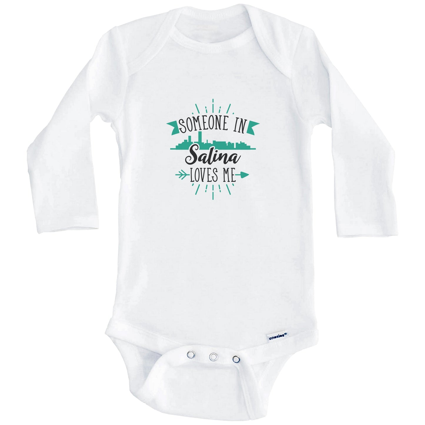 Someone In Salina Loves Me Salina KS Skyline Baby Onesie (Long Sleeves)